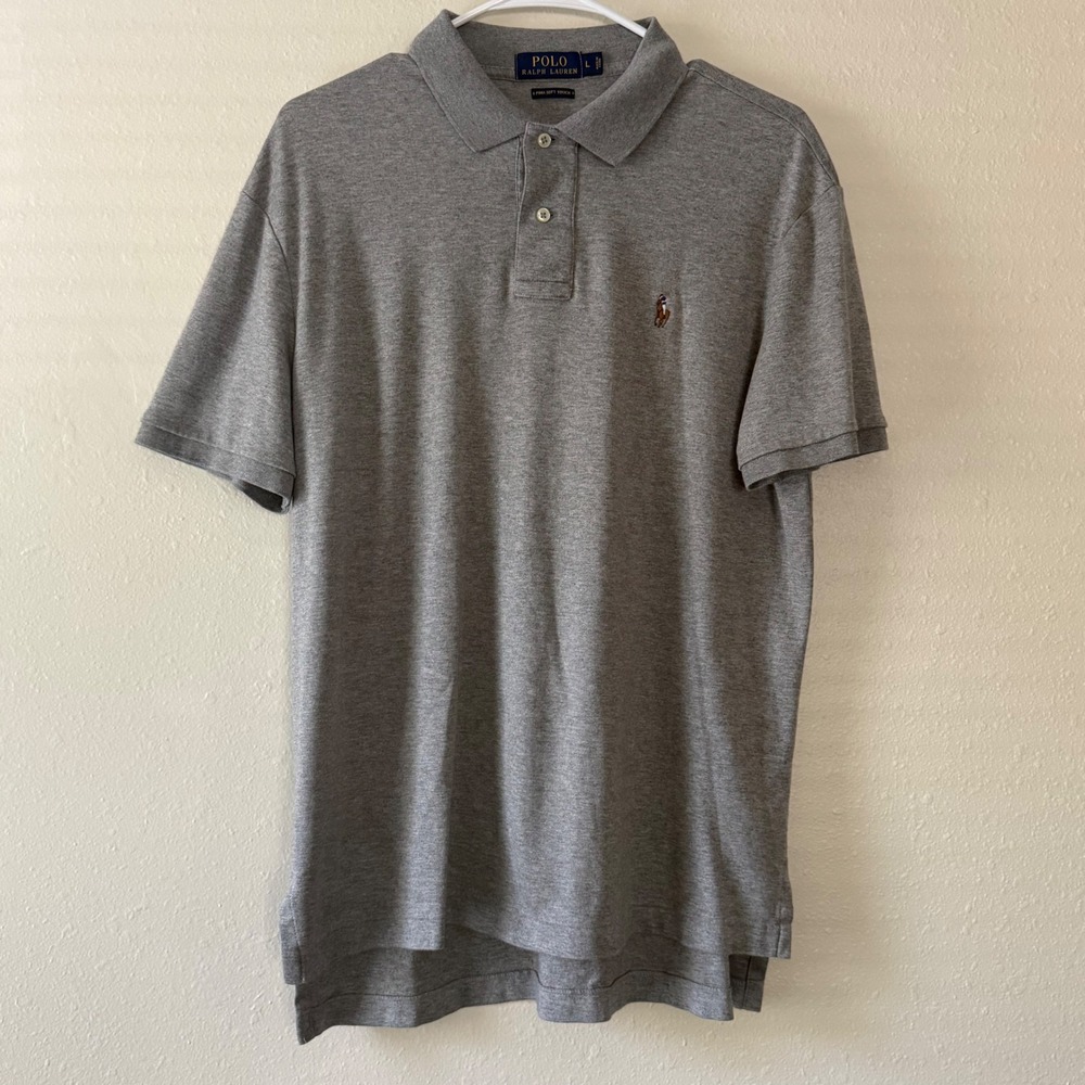 Polo Ralph Lauren Mens Pima Soft Touch Polo Shirt Gray L Short Sleeve RN41381